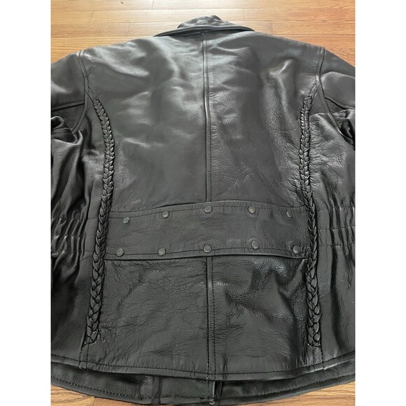 Vintage Hudson Leather Moto Edgy Motorcycle Biker Braid Cinch Lined Jacket - Picture 10 of 16